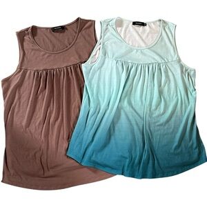 TECREW 2pc tank top bundle brown & aqua hombre style loose fit tanks size XXL